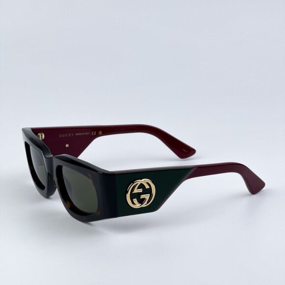 Gucci GG1664S 002 BRAND NEW Sunglasses Havana Red Green Rectangle Unisex - Picture 1 of 10